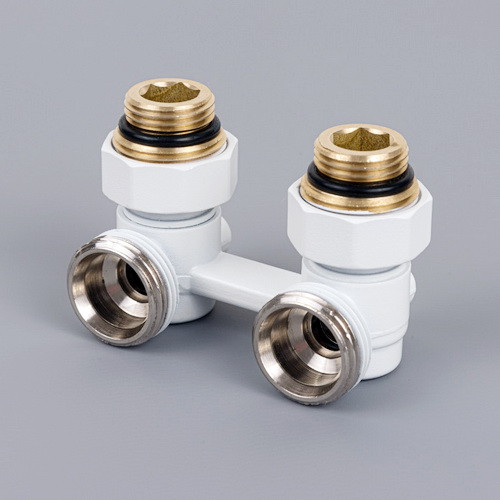 Узел нижнего  подключения Delta угловой G 3/4 x 1/2 D=50 MM  (Белый глянцевый)