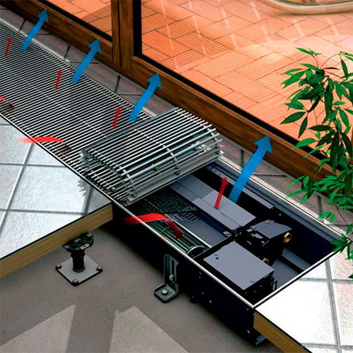 Конвектор внутрипольный VELAR KWHV 250-85-1300, с решеткой цвет - Серебро