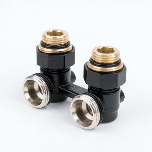 Узел нижнего  подключения Delta угловой G 3/4 x 1/2 D=50 MM (Черный матовый)