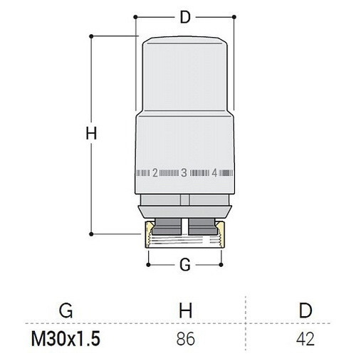 Термоголовка S.R. Rubineterrie "Aria" M30x1.5, цвет - хром Термоголовка S.R. Rubineterrie "Aria" M30x1.5, цвет - хром