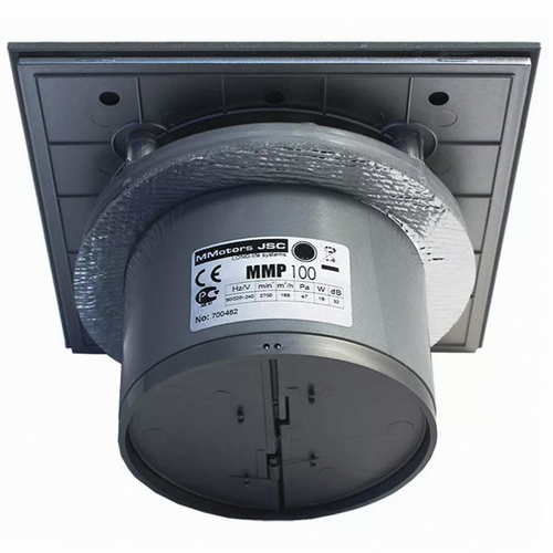 Бытовой вентилятор MMotors JSC MM-P UE 100, сверхтихий, стекло квадрат, чёрный глянец