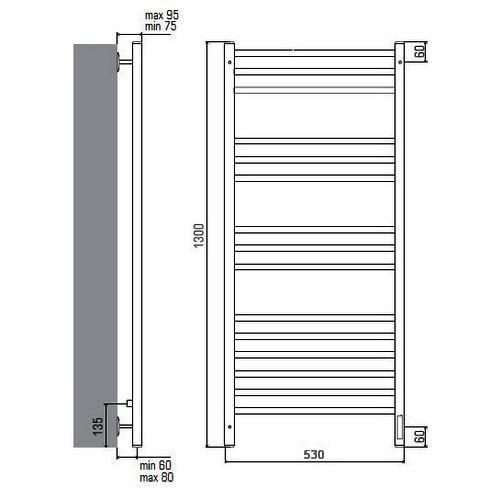 Электрический полотенцесушитель Terminus Ватикан П15 500х1300 Электрический полотенцесушитель Terminus Ватикан П15 500х1300