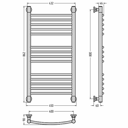 Водяной полотенцесушитель Сунержа Богема+ выгнутая 800х400 (Без покрытия) Водяной полотенцесушитель Сунержа Богема+ выгнутая 800х400 (Без покрытия)