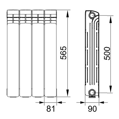 Алюминиевый радиатор отопления Rifar Alum 500 6 секций