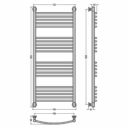 Водяной полотенцесушитель Сунержа Богема+ выгнутая 1200х500 (Без покрытия) Водяной полотенцесушитель Сунержа Богема+ выгнутая 1200х500 (Без покрытия)