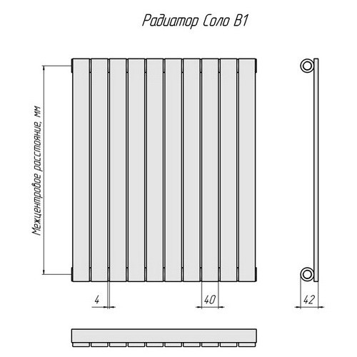 Стальной трубчатый радиатор отопления КЗТО Соло В 1-1000-16