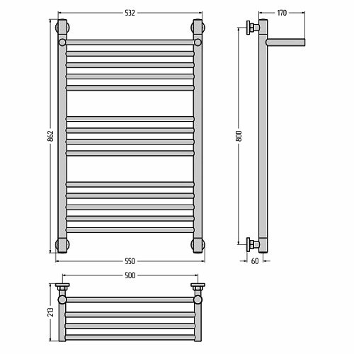 Водяной полотенцесушитель Сунержа Богема+ с полкой 800х500 (Без покрытия) Водяной полотенцесушитель Сунержа Богема+ с полкой 800х500 (Без покрытия)