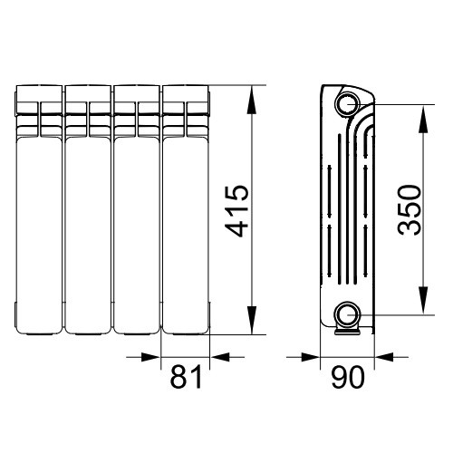 Алюминиевый радиатор отопления Rifar Alum 350 7 секций Алюминиевый радиатор отопления Rifar Alum 350 7 секций
