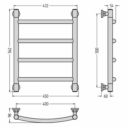 Водяной полотенцесушитель Сунержа Галант+ 500х400 (Без покрытия)