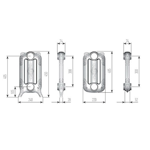 Чугунный радиатор отопления EXEMET Mirabella 450/300 (1 секция) Чугунный радиатор отопления EXEMET Mirabella 450/300 (1 секция)