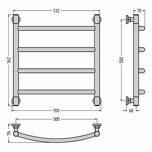 Водяной полотенцесушитель Сунержа Галант+ 500х500 (Без покрытия)