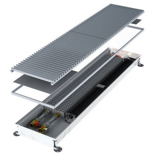 Конвектор внутрипольный VELAR KWHV 420-140-4400, с решеткой цвет - Серебро