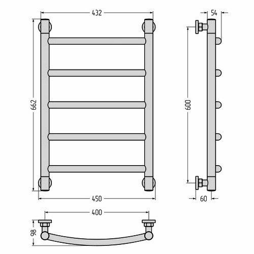 Водяной полотенцесушитель Сунержа Галант+ 600х400 (Без покрытия)