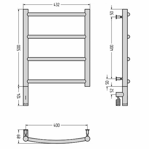 Электрический полотенцесушитель Сунержа Галант 3.0 500х400 МЭМ левый (Без покрытия)