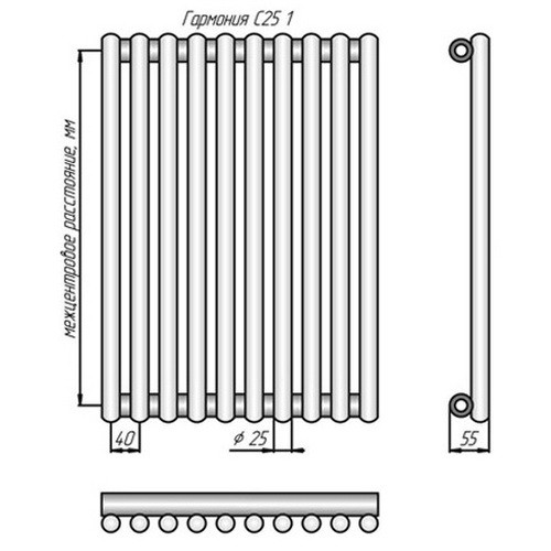 Стальной трубчатый радиатор отопления КЗТО Гармония С25 1-1750-8