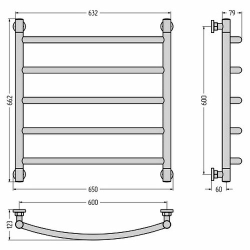Водяной полотенцесушитель Сунержа Галант+ 600х600 (Без покрытия)