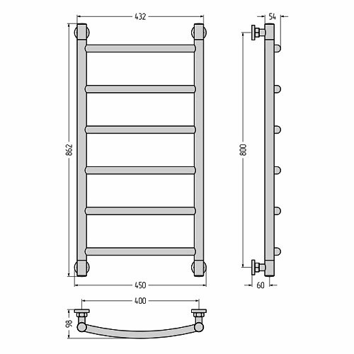 Водяной полотенцесушитель Сунержа Галант+ 800х400 (Без покрытия)