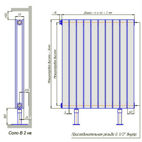 Стальной трубчатый радиатор отопления КЗТО Соло В 2-300-31