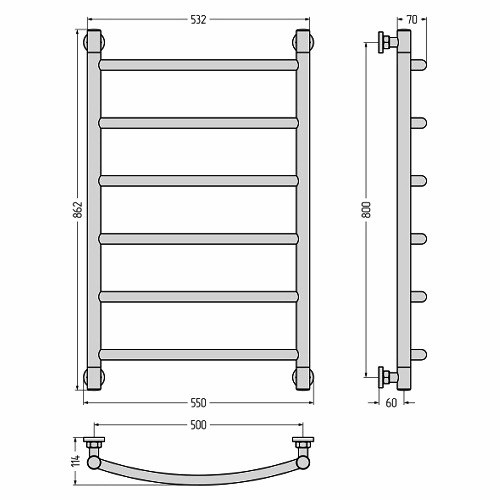 Водяной полотенцесушитель Сунержа Галант+ 800х500 (Без покрытия)