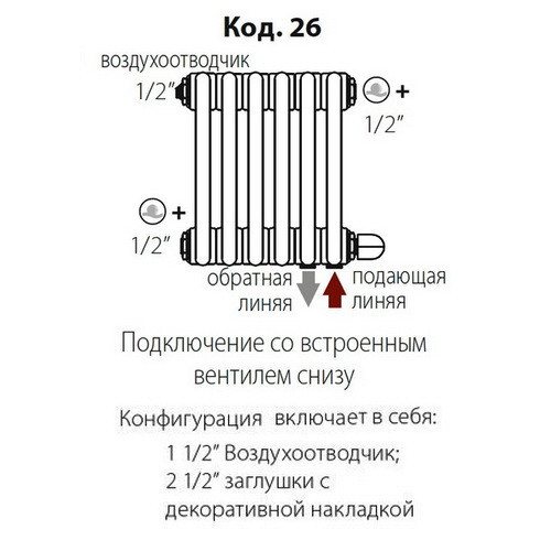 Стальной трубчатый радиатор отопления IRSAP TESI 21800 T26 10 секций, TR, прозрачный лак