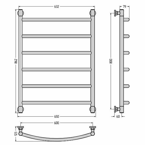 Водяной полотенцесушитель Сунержа Галант+ 800х600 (Без покрытия)