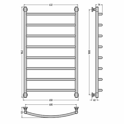 Водяной полотенцесушитель Сунержа Галант+ 1000х600 (Без покрытия)