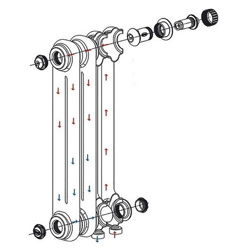 Стальной трубчатый радиатор отопления Rifar Tubog Ventil 2180 DV1 12 секций Титан