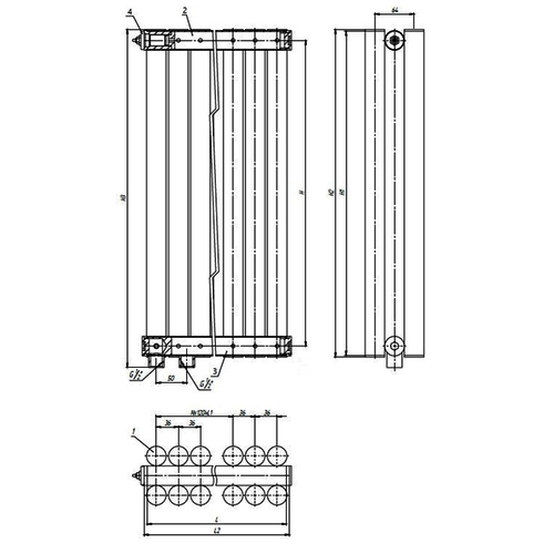 Стальной трубчатый радиатор отопления Empatiko Takt LR2-1192-500 Cream Grey