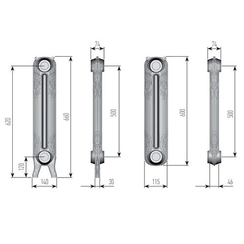 Чугунный радиатор отопления EXEMET Rococo 660/500 (1 секция) Чугунный радиатор отопления EXEMET Rococo 660/500 (1 секция)