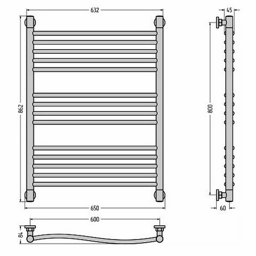 Водяной полотенцесушитель Сунержа Флюид+ 800х600 (Без покрытия)