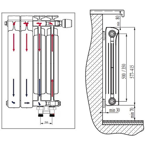 Биметаллический радиатор отопления Rifar Monolit Ventil 350 10 секций Биметаллический радиатор отопления Rifar Monolit Ventil 350 10 секций
