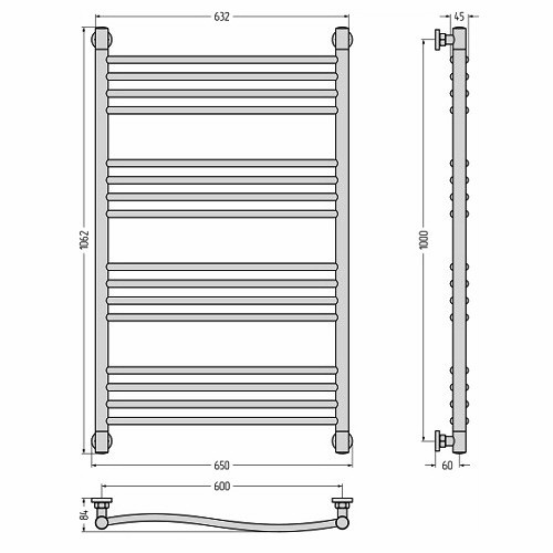 Водяной полотенцесушитель Сунержа Флюид+ 1000х600 (Без покрытия)