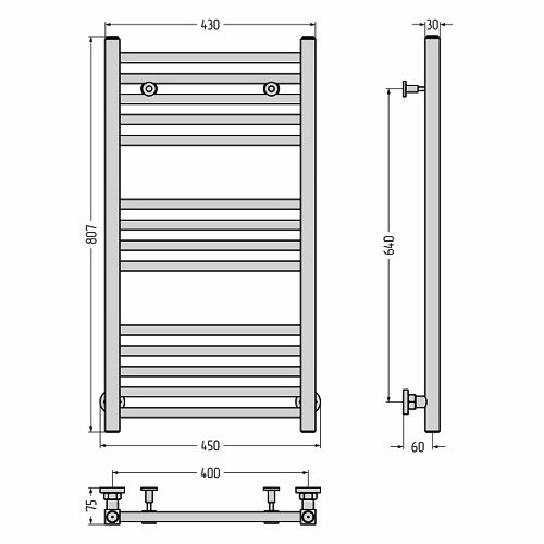 Водяной полотенцесушитель Сунержа Модус 800х400 (Без покрытия)
