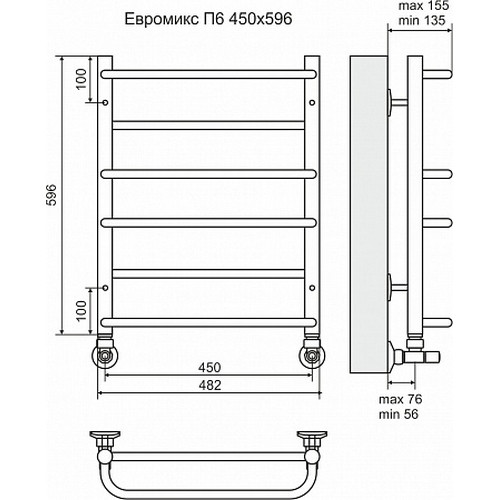 Водяной полотенцесушитель Terminus "Евромикс" П6 450х596