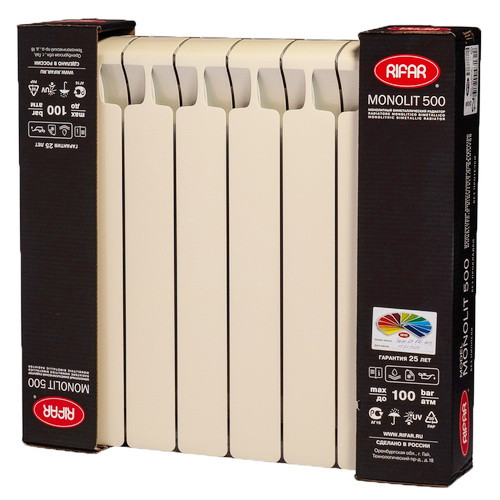 Биметаллический радиатор отопления Rifar Monolit 500 8 секций Айвори Биметаллический радиатор отопления Rifar Monolit 500 8 секций Айвори