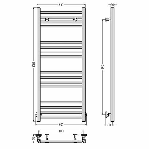 Водяной полотенцесушитель Сунержа Модус 1000х400 (Без покрытия)