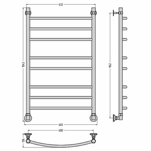 Водяной полотенцесушитель Стилье Аксиома-20 1000х600 (Без покрытия)