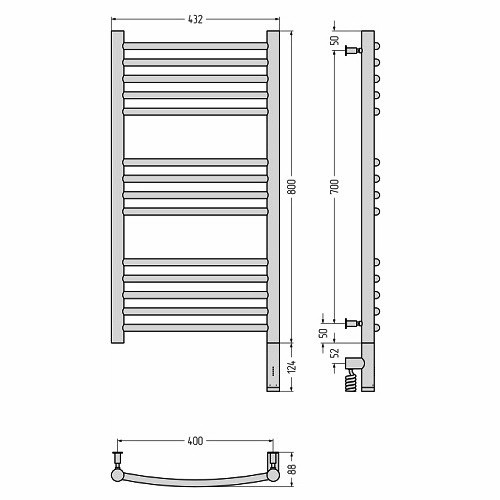 Электрический полотенцесушитель Сунержа Богема 3.0 выгнутая 800х400 МЭМ правый (Без покрытия) Электрический полотенцесушитель Сунержа Богема 3.0 выгнутая 800х400 МЭМ правый (Без покрытия)