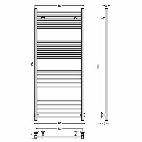 Водяной полотенцесушитель Сунержа Модус 1200х500 (Без покрытия)