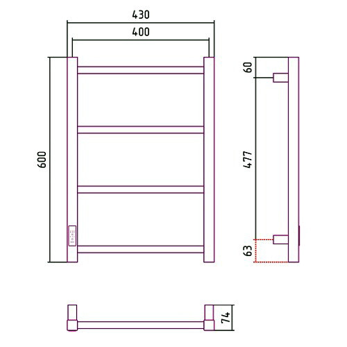Электрический полотенцесушитель Стилье Формат 26 600х400, левый, белый