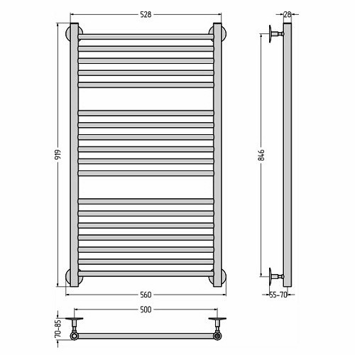 Водяной полотенцесушитель Стилье Универсал-53 1000х500 (5+6+7) П 18 (Без покрытия)  Водяной полотенцесушитель Стилье Универсал-53 1000х500 (5+6+7) П 18 (Без покрытия)
