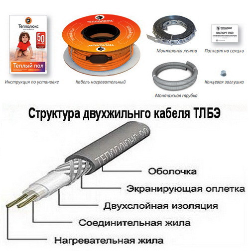 Кабель нагревательный Теплолюкс Tropix ТЛБЭ - 340 Вт / 21 м (1,9-2,3 м2) Кабель нагревательный Теплолюкс Tropix ТЛБЭ - 340 Вт / 21 м (1,9-2,3 м2)