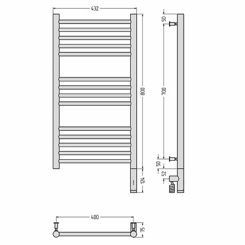 Электрический полотенцесушитель Сунержа Богема 3.0 прямая 800х400 МЭМ правый (Без покрытия) Электрический полотенцесушитель Сунержа Богема 3.0 прямая 800х400 МЭМ правый (Без покрытия)