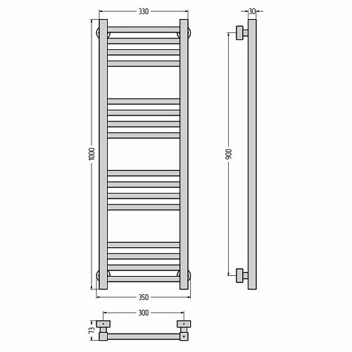 Водяной полотенцесушитель Сунержа Модус PRO 1000х300 (Без покрытия)