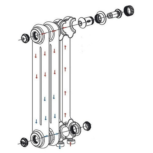 Стальной трубчатый радиатор отопления Rifar Tubog Ventil 3037 DV1 20 секций Антрацит