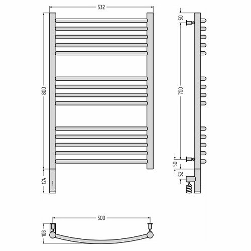 Электрический полотенцесушитель Сунержа Богема 3.0 выгнутая 800х500 МЭМ левый (Без покрытия)