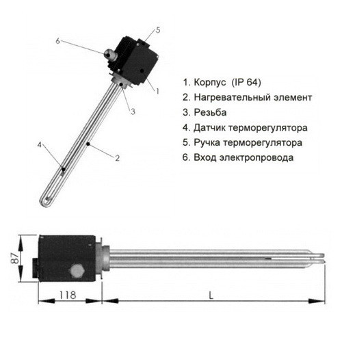 Трубчатый нагревательный элемент (ТЭН) регулируемый ITEX-3X 9 кВт