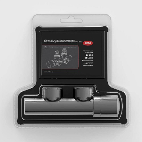 Угловая гарнитура с термостатическим управлением для подключения радиаторов RIFAR (хром)