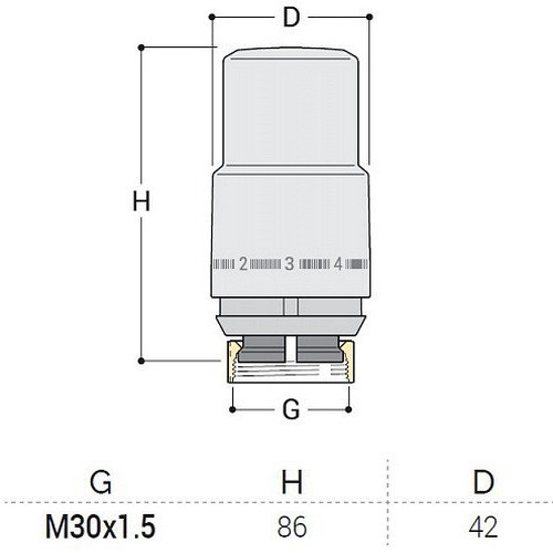 Термоголовка S.R. Rubineterrie "Domus" M30x1.5, цвет - чёрный матовый
