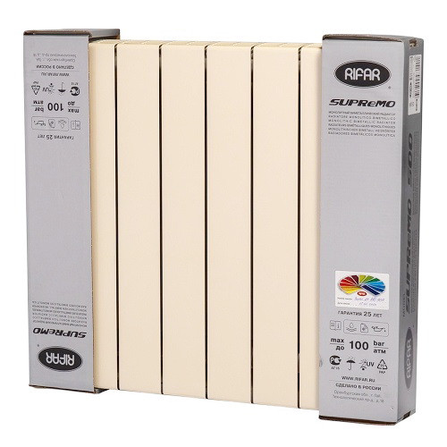Биметаллический радиатор отопления Rifar SUPReMO 500 6 секций Айвори Биметаллический радиатор отопления Rifar SUPReMO 500 6 секций Айвори